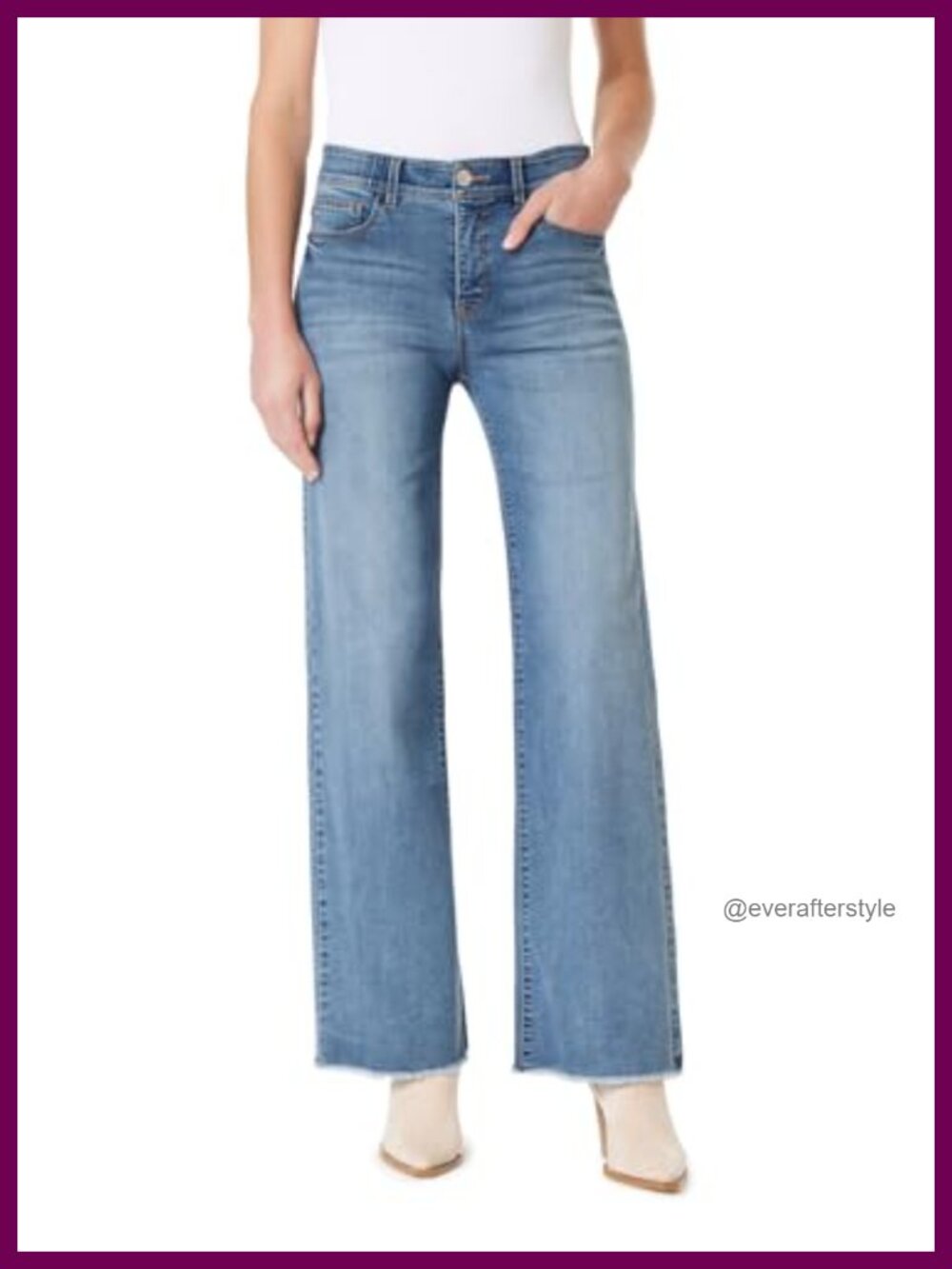 Wide Leg Jeans Mid-Rise Sculpting Stretch 5-Pocket